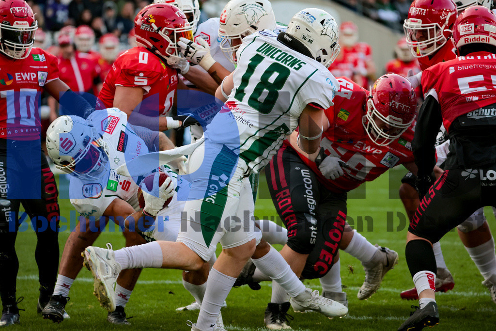  14.10.2023 - 
 | Sebastian Sendlak / Bochumer Nachrichtendienst (BOND) - GFL-Bowl 2023: Schwaebisch Hall Unicorns vs. Potsdam Royals - Realisiert mit Pictrs.com