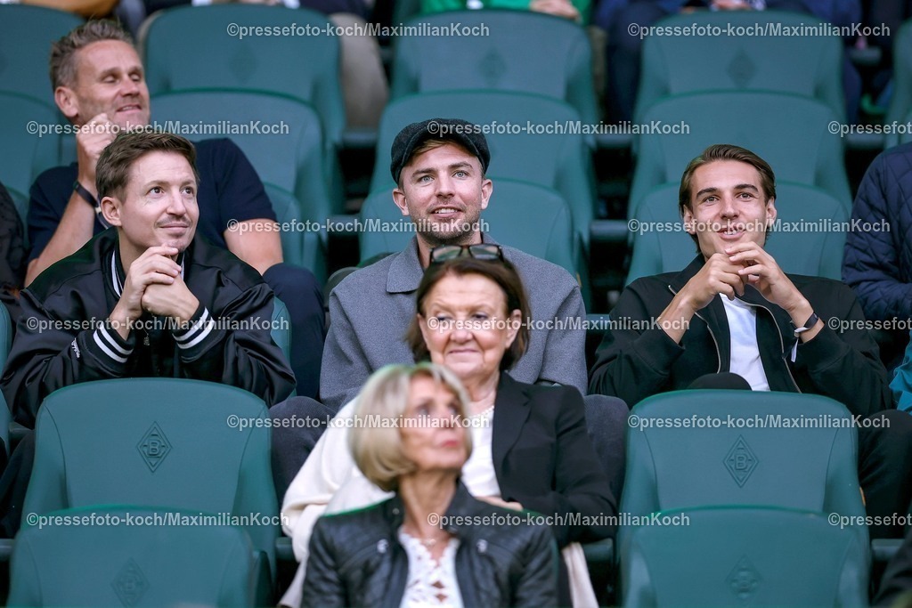 BMG02082501167 | 02.08.2025, Fußball, Borussia Mönchengladbach - FC Valencia, 125 Jahrfeier Jubiläumsspiel, Borussia-Park, Saison 2025 2026: xxxxxx , Christoph KRAMER (ehemaliger Spieler Gladbach) und Florian NEUHAUS DFB regulations prohibit any use of photographs as image sequences and or quasi-video.