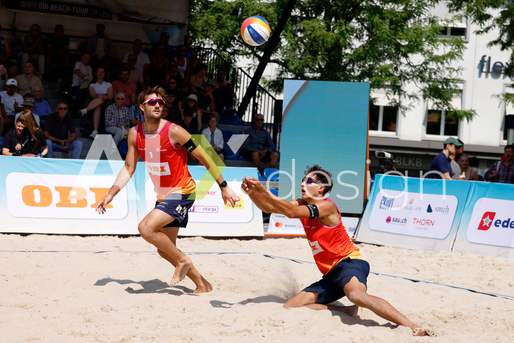 Obi BeachTour 2026 - Basel | BASEL, SWITZERLAND - JULY 19: LUC EMANUEL FLÜCKIGER (SUI) during the Obi BeachTour 2026 match between DILLIER / FLÜCKIGER (SUI) and HAGENBUCH / HAUSSENER (SUI) at Barfüsserplatz on July 19, 2026 in Basel, Switzerland. - Realisiert mit Pictrs.com