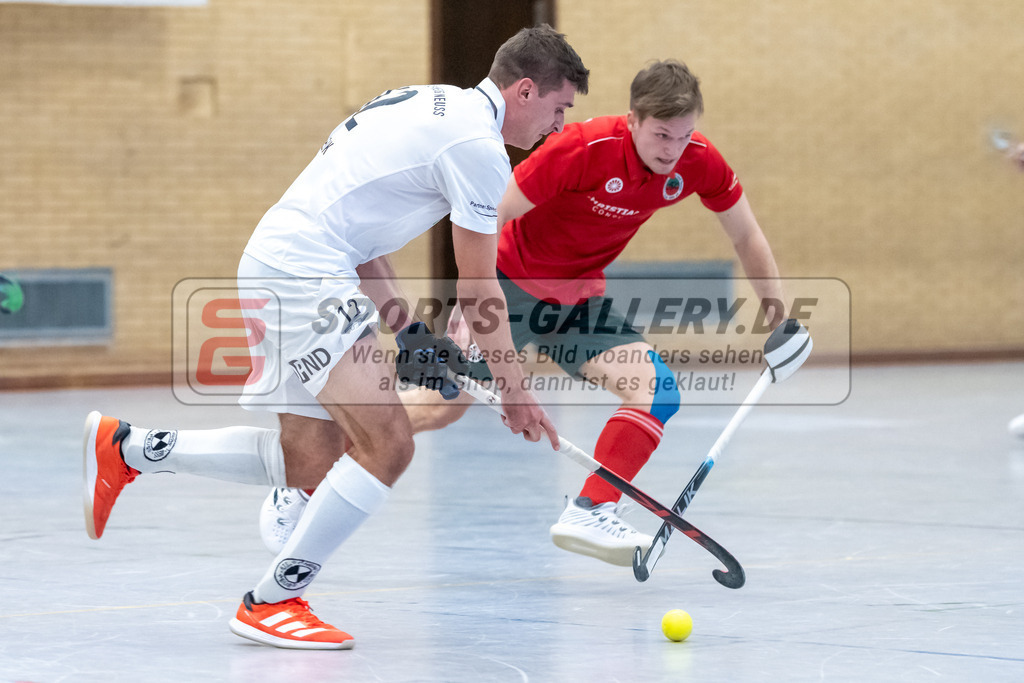 SFE_20230115_0097 | 1. Bundesliga Hockey Herren Schwarz-Weiss Neuss - Crefelder HTC am 15.01.2023 in  (Sporthalle Jahnerstrasse), Photo: Stephan Fehrmann 2022 (Sports-Gallery),Julian Dettmer ( Schwarz-Weiss Neuss #12 )