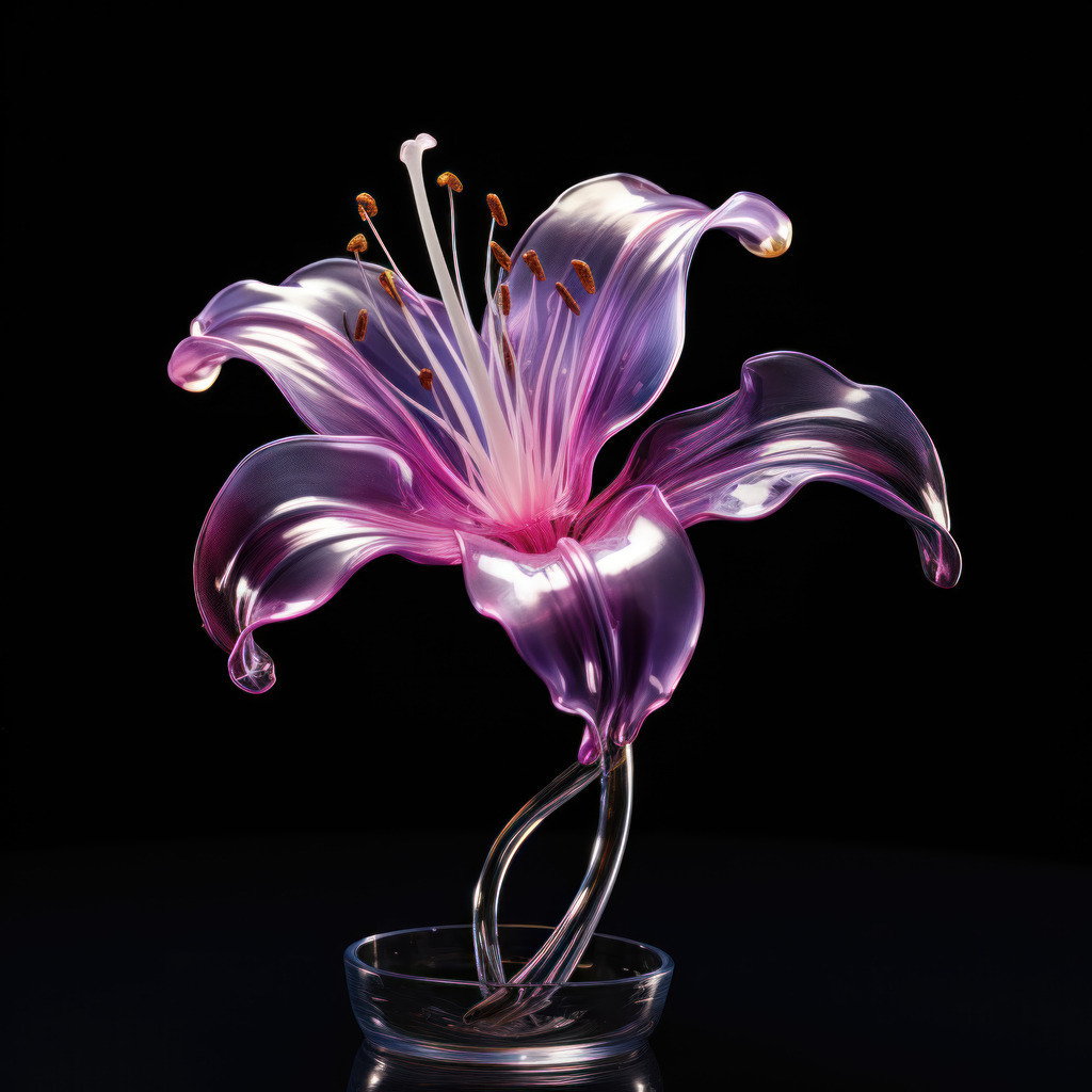 2308083 - Rosa Lilie aus Glas | Bild von einer rosa farbenen Lilie, die wie aus Glas geformt anmutet.