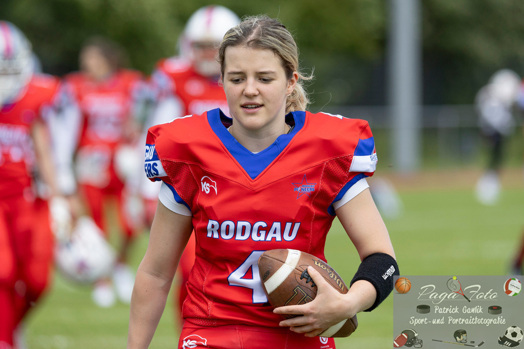 GFLW 1: German Football League Women 1: Rodgau Pioneers Ladies - Stuttgart Scorpions Sisters, 07.06.2026 | Lilly Veith (Rodgau Pioneers Ladies #4), Freisteller, Portrait / Porträt, Rodgau Pioneers Ladies - Stuttgart Scorpions Sisters, Rodgau, Maingau-Energie-Stadion "Am Weichsee", 7.6.2026 - Realisiert mit Pictrs.com
