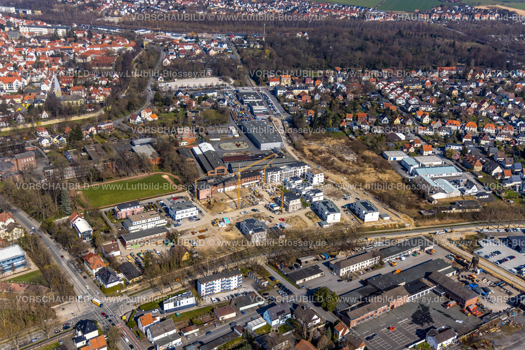 Soest220301337 | Luftbild, Baugebiet Rennekamp für Wohnhäuser Neubau auf dem ehemaligen Merkur-Gelände, Thomä, Soest, Soester Börde, Nordrhein-Westfalen, Deutschland