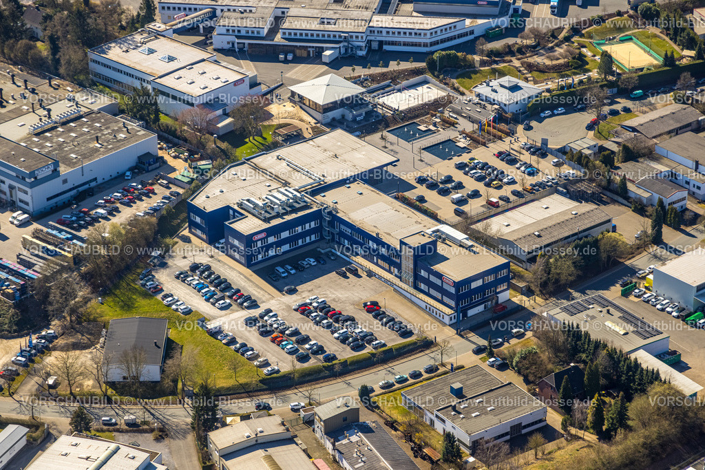 Wetter250303773Volmarstein | Luftbild, Gewerbegebiet Am Nielande, Nielandstraße mit ABUS KG Firmengelände, Schmandbruch, Wetter, Ruhrgebiet, Nordrhein-Westfalen, Deutschland