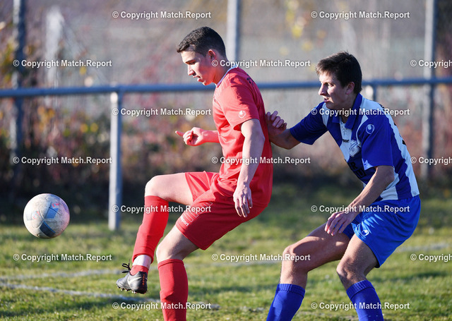ulm | Fussball Kreisliga B 1  2018/2019    18.11.2018ASV Bildechingen - FC HorbIbrahim Bueyuekkoese (li, FC H) gegen Laurenz Bernhard (re, ASV)FOTO: ULMER PressebildagenturxxNOxMODELxRELEASExx