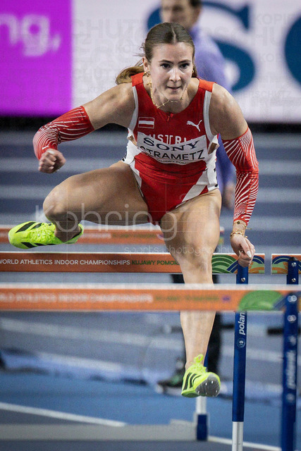 World Athletics Indoor Championships Kujawy Pomorze 26, 22.03.2026 | TORUN, POLAND - MARCH 22:  Karin STRAMETZ (AUT) smiles after the women's 60m hurdles during the World Athletics Indoor Championships Kujawy Pomorze 26 on day 3 / session 1 at Kujawsko-Pomorska Arena Torun on March 22, 2026 in Torun, Poland. 