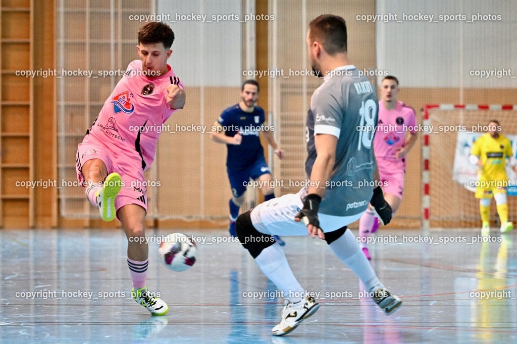 Carinthia Flamengo Futsal Club vs. Futsal Klagenfurt | #17 Hasan Kupinic Carinthia Flamengo, #18 Vladimir Kajkut Futsal Klagenfurt, Carinthia Flamengo Futsal Club vs. Futsal Klagenfurt, Carinthia Flamengo Futsal Club vs. Futsal Klagenfurt am 01.12.2024 in Klagenfurt (Ballspielhalle Viktring), Austria, (Photo by Bernd Stefan)