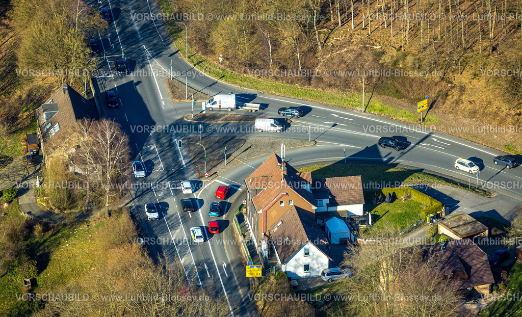 Herdecke260304077 | Luftbild, Bundesstraße B54 Abzweig Wittbräucker Straße und Honensyburgstraße, Straßenverkehr, Herdecke, Ruhrgebiet, Nordrhein-Westfalen, Deutschland