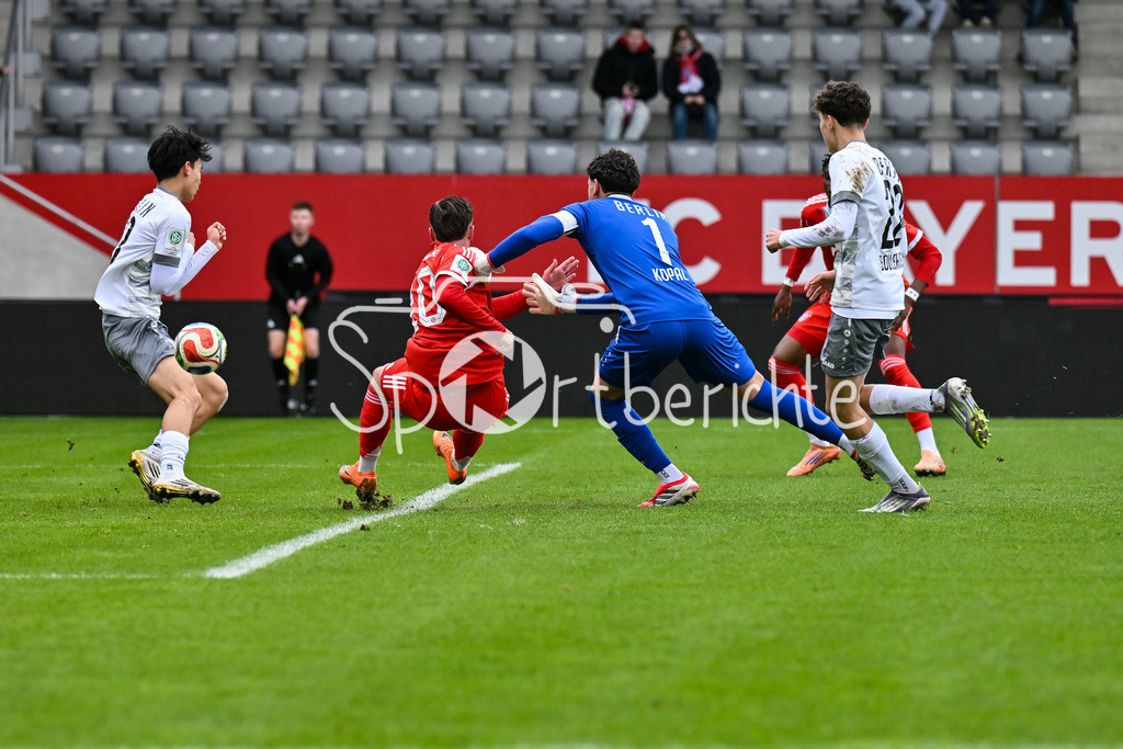 FC Bayern München - Berliner Athletik Klub | MUNICH, GERMANY - 21. FEBRUARY: i dieser Szene erzielt Michael MATOSEVIC (FC Bayern München U19 10) den Treffer zum 1-0 für die Bayern während dem Spiel zwischen der U19 des FC Bayern München und der U19 des Berliner Athletik Klubs am 3. Spieltag der DFB-U19 Nachwuchsliga am FC Bayern Campus