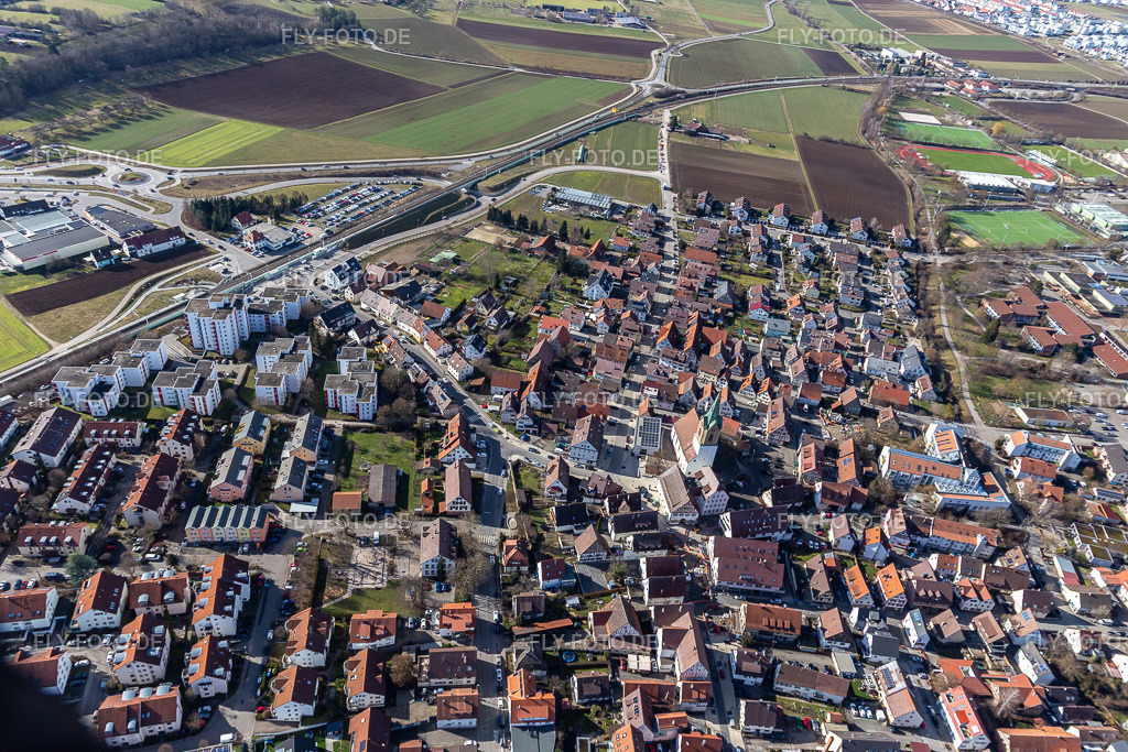Weil der Städter Straße aus Osten | Luftbild: Weil der Städter Straße aus Osten in Renningen im Bundesland Baden-Württemberg in Deutschland. Foto: IMG_125085.jpg vom 20.02.2021 durch ©2025 Werner Riehm fly-foto.de/copyright - Realisiert mit Pictrs.com