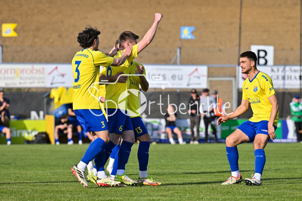 FC Pipinsried - TSV Grünwald | Jubel nach dem Treffer zum 1-0 druch Mario GOTZENDORFER (FCP #6) / Tor / Torschuetze / Freude / Happy / Bayernliga Sued: FC Pipinsried - TSV Gruenwald, Kuechenstadel Arena am 11.04.2025