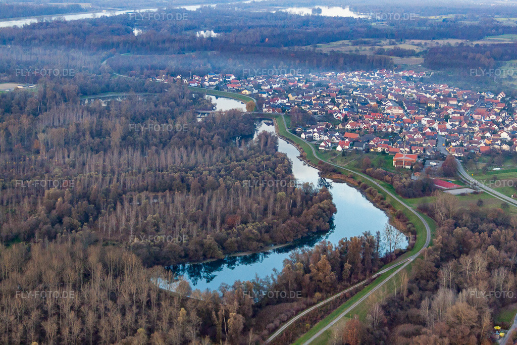 Luftbild: Altrhein im Ortsteil Plittersdorf in Rastatt im Bundesland Baden-Württemberg in Deutschland. Foto: IMG_22922.jpg vom 21.11.2009 durch Werner Riehm/FLY-FOTO.de