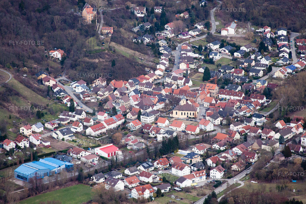 Luftbild: Ortsansicht von Nordwesten im Ortsteil Rotenberg in Rauenberg im Bundesland Baden-Württemberg in Deutschland. Foto: IMG_24746.jpg vom 27.02.2010 durch Werner Riehm/FLY-FOTO.de
