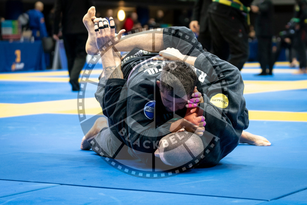20240125PBB00631 | Fighters compete during the sixth day of the Brazilian Jiu-jitsu European Championship of the IBJJF in Paris, France, on January 25, 2024.
