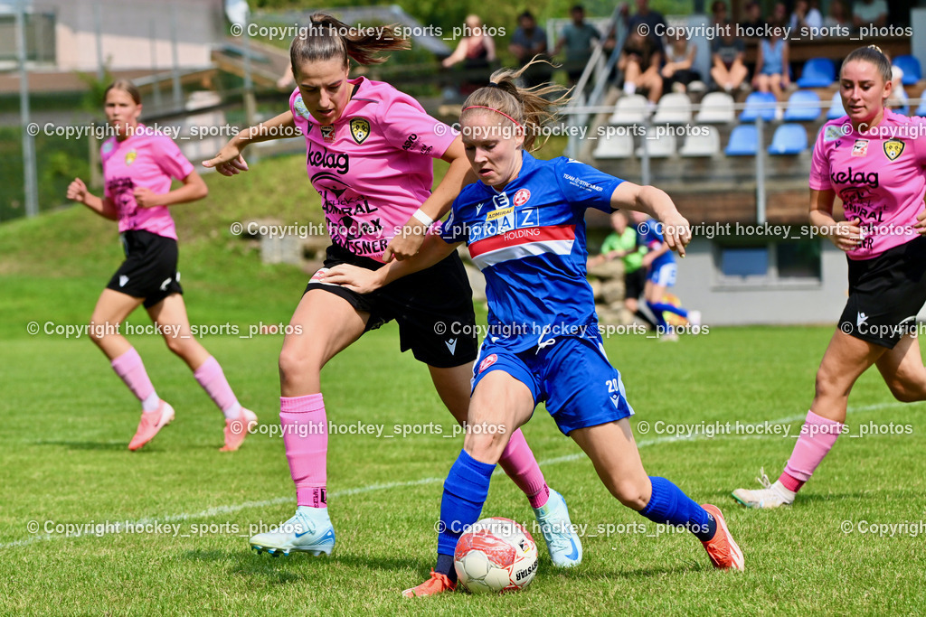 Carinthians Hornets vs. GAK 1902 Frauen | #15 Marie Sophie Klocker Carinthians Hornets, #20 Lena Thalmann GAK, Carinthians Hornets vs. GAK 1902 Frauen, Carinthians Hornets vs. GAK 1902 Frauen am 01.09.2024 in Sachsenburg (Sportplatz Sachsenburg), Austria, (Photo by Bernd Stefan)