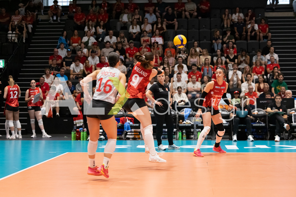 Austria v Switzerland - CEV European League Women | KRIENS, SWITZERLAND - JUNE 14: SARINA WIELAND of Switzerland during the CEV European League match between Austria and Switzerland at Pilatus Arena on June 14, 2026 in Kriens, Switzerland. - Realisiert mit Pictrs.com