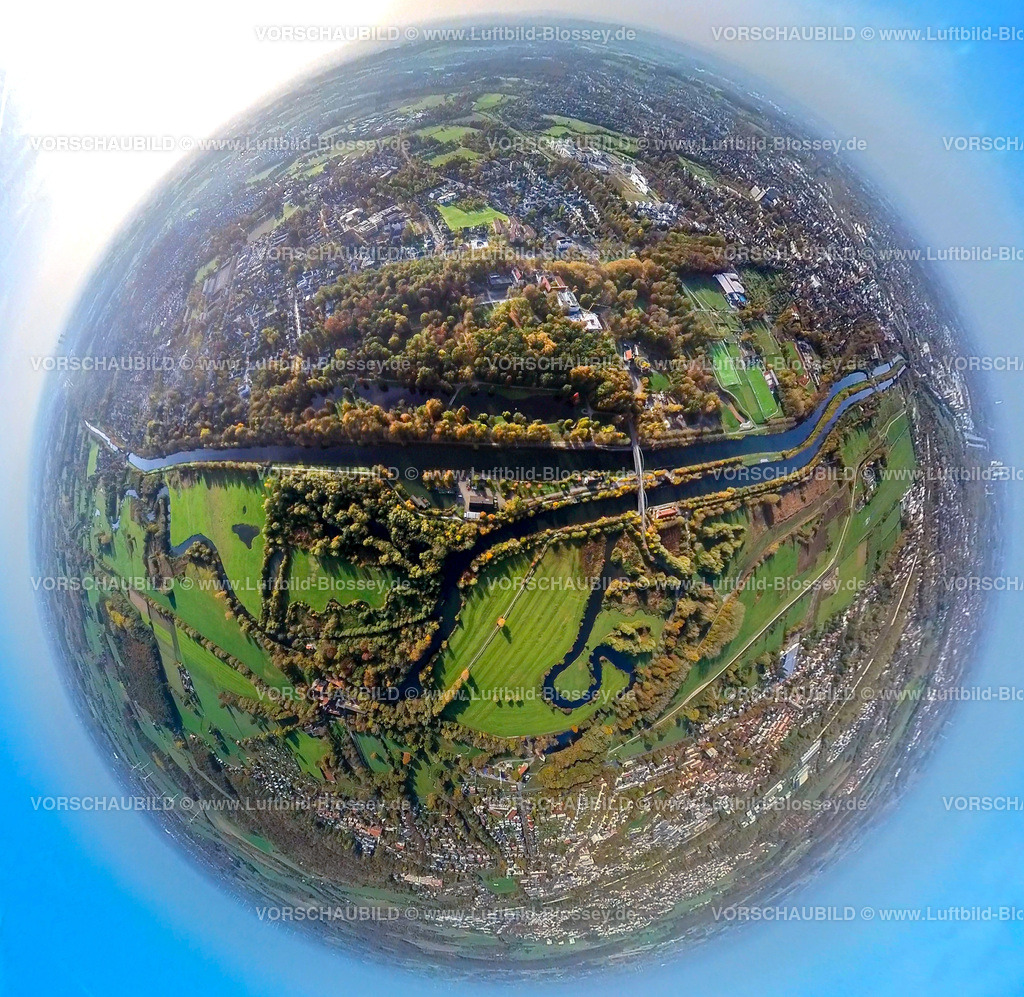 Hamm20221020_05_Kurpark Datteln-Hamm-Kanal | Luftbild, Kurpark, Hamm-Ost, Fluss Lippe, Datteln-Hamm-Kanal, Fisheye Aufnahme, Fischaugen Aufnahme, 360 Grad Aufnahme, Hamm, Ruhrgebiet, Nordrhein-Westfalen, Deutschland