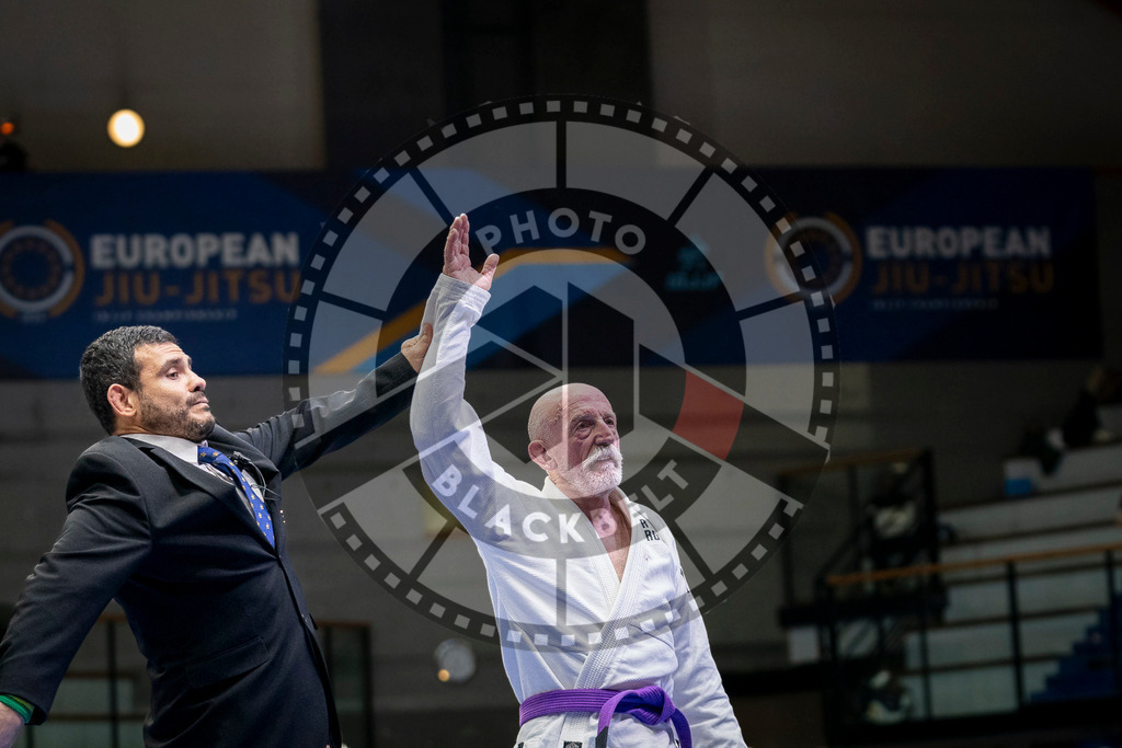20240125PBB01193 | Fighters compete during the sixth day of the Brazilian Jiu-jitsu European Championship of the IBJJF in Paris, France, on January 25, 2024.