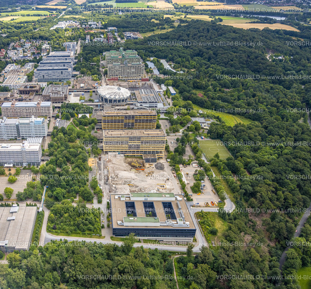 Bochum240700846 | Luftbild, RUB Ruhr-Universität Bochum, Baustelle neben der Fakultät für Wirtschaftswissenschaften, zwischen G-Südstraße und G-Nordstraße, Querenburg, Bochum, Ruhrgebiet, Nordrhein-Westfalen, Deutschland