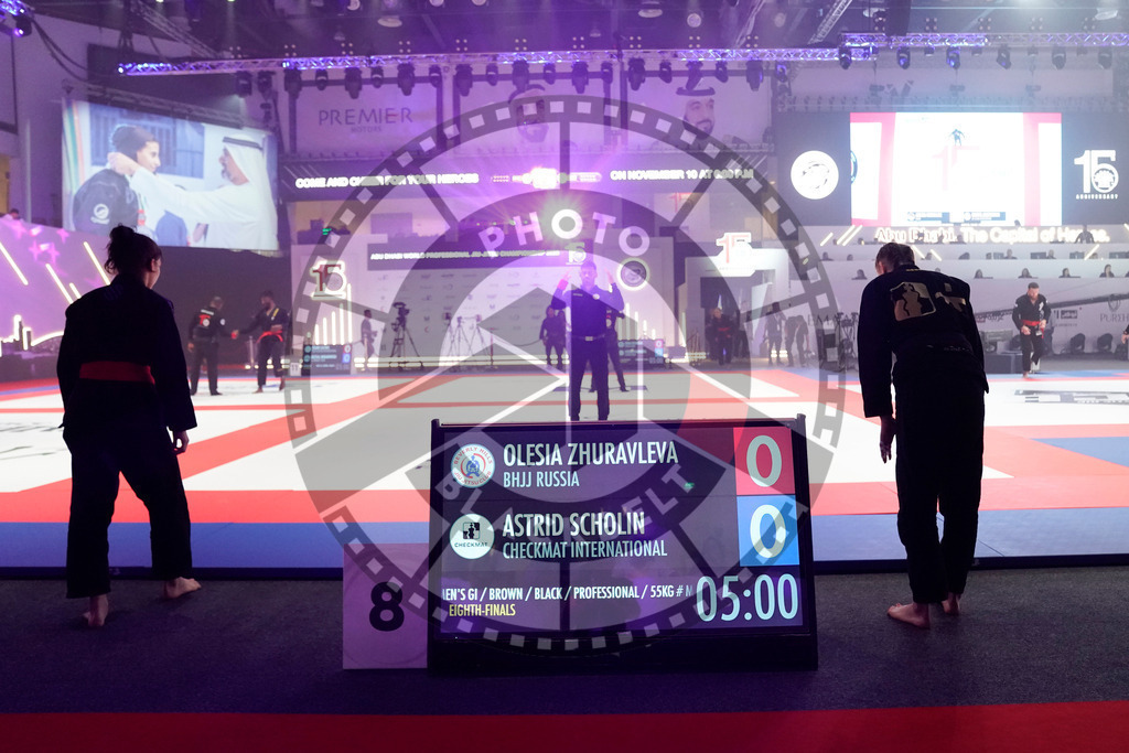 20231109PBB3086 | Fighters compete during the AJP World Professional Championship in the Mubadala Arena in Abu Dhabi, Arab United Emirates, on November 9, 2023.