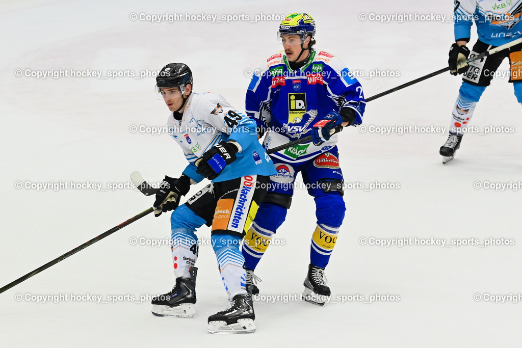 EC IDM WÄRMEPUMPEN VSV vs. Steinbach Black Wings Linz | #49 Graham Knott Black Wings Linz, #2 Dylan MacPherson EC VSV, EC IDM WÄRMEPUMPEN VSV vs. Steinbach Black Wings Linz, EC IDM WÄRMEPUMPEN VSV vs. Steinbach Black Wings Linz am 04.03.2026 in Villach (Stadthalle Villach), Austria, (Photo by Bernd Stefan)