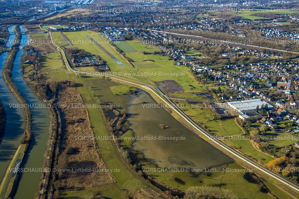 Hamm240105313 | Luftbild des neuen Auepark zwischen Fährstrasse und Flugplatz Hamm-Lippewiesen, Lippehochwasser,  Stadtbezirk Heessen, Hamm, Ruhrgebiet, Nordrhein-Westfalen, Deutschland