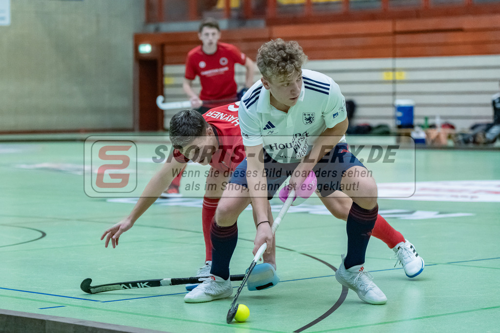 HK_20231217_107559 | 1. Bundesliga Herren Crefelder HC - Düsseldorfer HC  am 17.12.2023 Sporthalle Glockenspitz, Krefeld , Julius Hayner ( Crefelder HTC #6 )
