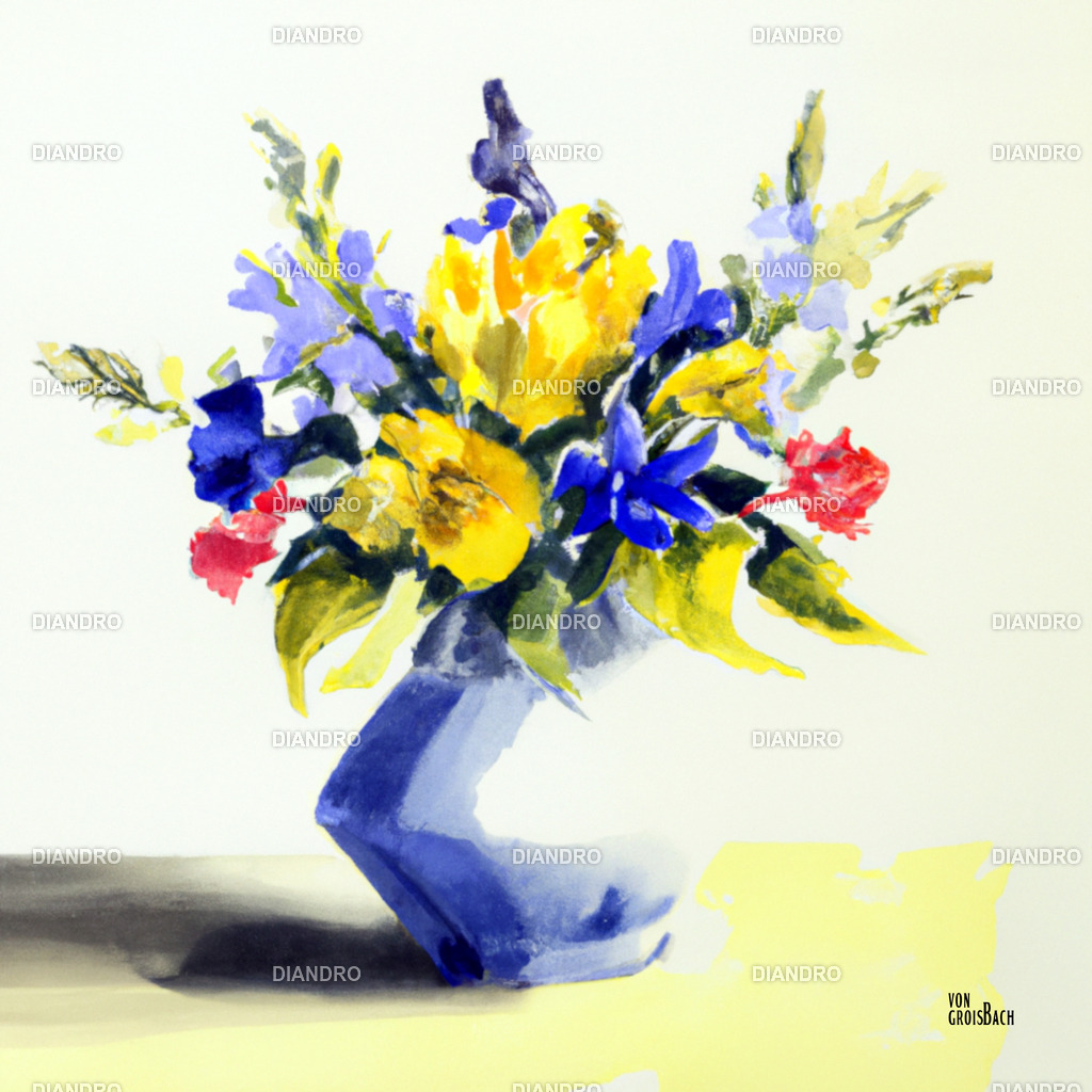 Art Deco Vase mit Blumen Aquarell | DIANDRO