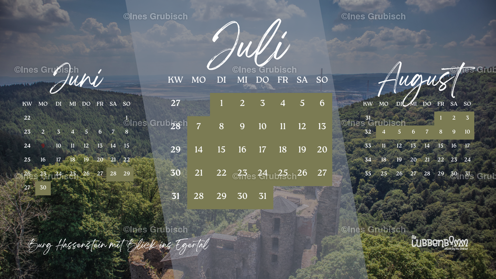 Kalender 2025 - 07 Juli | Lila Lubbenbomm - Artwork by Ines Grubisch - Realisiert mit Pictrs.com