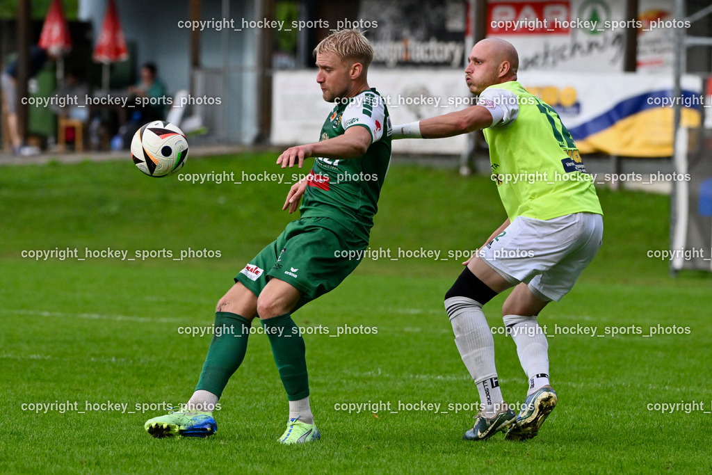 WSG Radenthein vs. SV Rapid Lienz | #9 Mario Besic Rapid Lienz, #12 Stefan Rauter WSG Radenthein, WSG Radenthein vs. SV Rapid Lienz, WSG Radenthein vs. SV Rapid Lienz am 30.08.2025 in Radenthein (Sportplatz Radenthein), Austria, (Photo by Bernd Stefan)