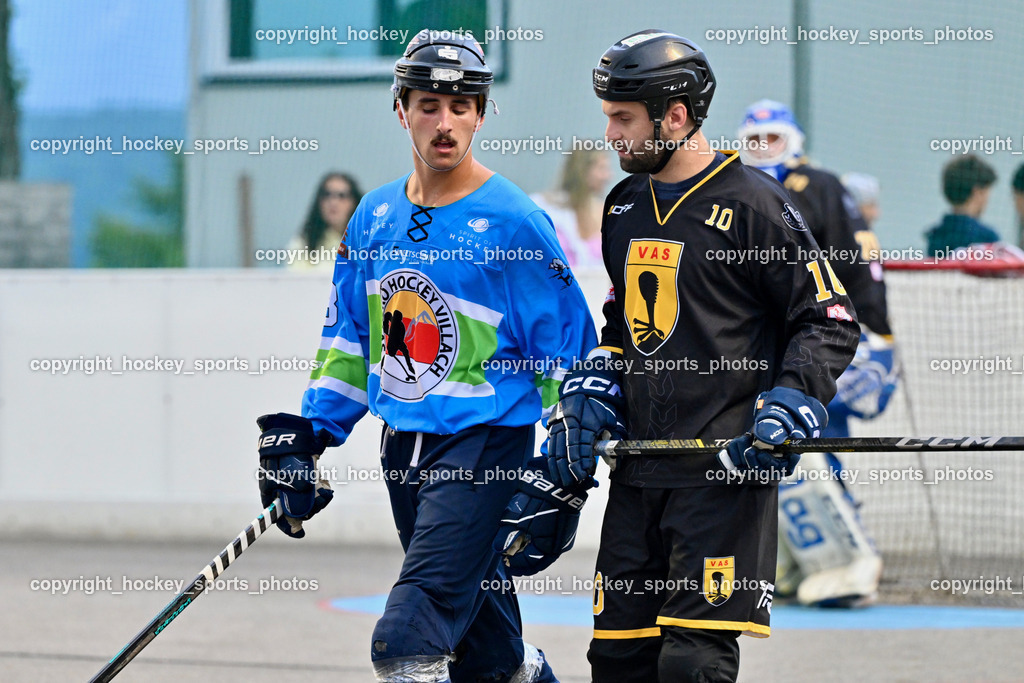 ASKÖ Hockey Villach vs. VAS Ballhockey  | #3 Fertschai Mathias ASKÖ Villach Hockey, #10 Falkner Marco VAS Villach, ASKÖ Hockey Villach vs. VAS Ballhockey , ASKÖ Hockey Villach vs. VAS Ballhockey  am 06.07.2025 in Villach (Alpen Arena ), Austria, (Photo by Bernd Stefan)