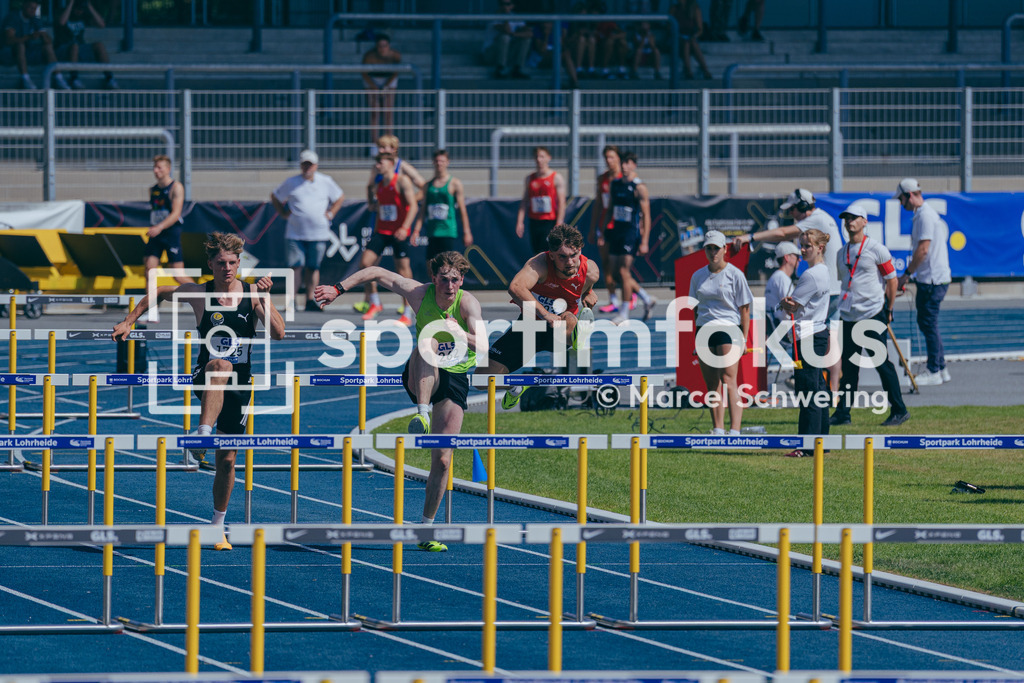Deutsche Meisterschaften U20 / U16 2026 | Ben Sky Fischer, LAZ Ludwigsburg, 1725, Benjamin Beta, SV Werder Bremen, 262, Enno Kreimer, LG Brillux Münster, 1503, 110 Meter Hürden, Deutsche Meisterschaften der U20 &amp; U16 2026, Lohrheidestadion Bochum-Wattenscheid, 12.07.2026. Foto: Marcel Schwering / sportimfokus - Realisiert mit Pictrs.com