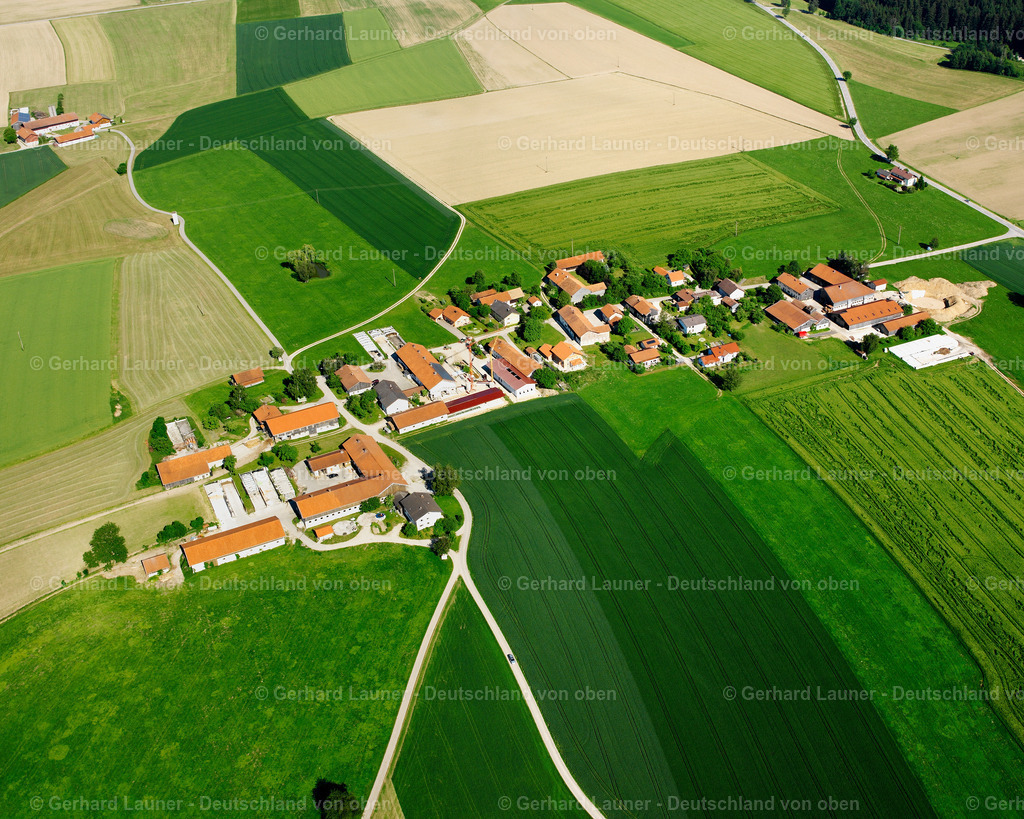 2600957 | NIEDERBUCH 09.06.2006 Landwirtschaftliche Nutzflächen und Feldgrenzen  umsäumen das Siedlungsgebiet des Dorfes in Niederbuch im Bundesland Bayern, Deutschland // Agricultural land and field boundaries surround the settlement area of the village  in Niederbuch in the state Bavaria, Germany Foto: Gerhard Launer