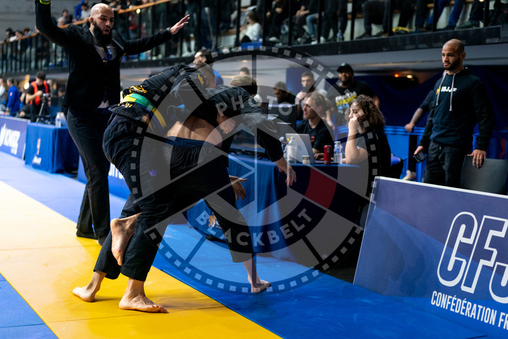 20240121PBB7058 | Fighters compete during the second day of the IBJJF European Championship in Paris, France, on January 21, 2024.