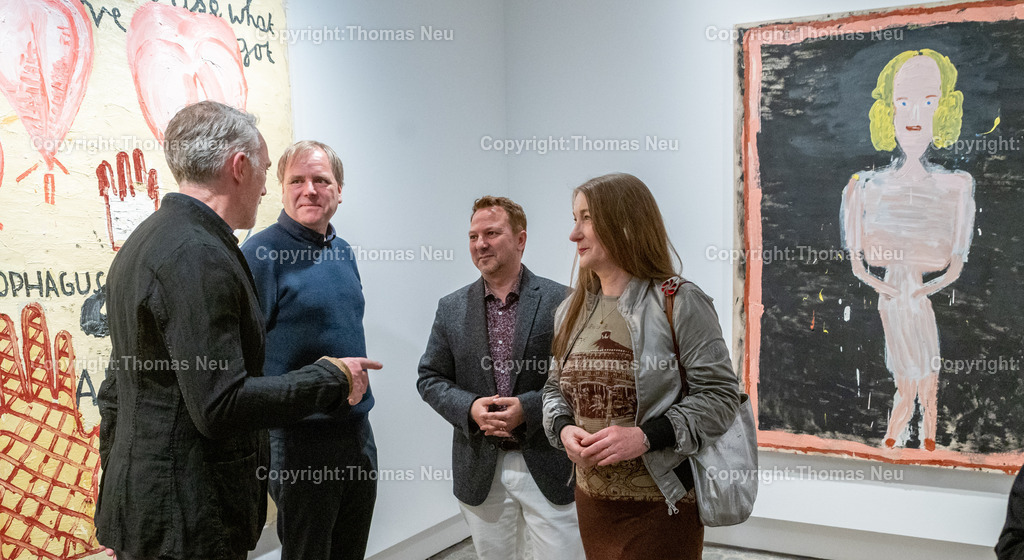 DSC_5471 | Finissage Ausstellung "Rosa Loy, guest Rose Wylie - Doubletten" - Museum Bensheim, von links: Neo Rauch, Jari Juhani Lager, Dr. Jan Christoph Breitwieser, Rosa Loy,, Bild: Thomas Neu