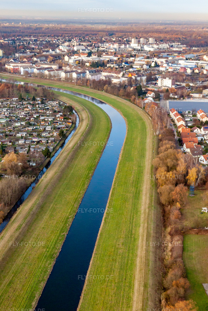 Luftbild: Verlauf der Murg am Flößerbach in Rastatt im Bundesland Baden-Württemberg in Deutschland. Foto: IMG_22869.jpg vom 21.11.2009 durch Werner Riehm/FLY-FOTO.de