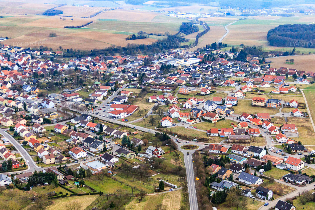 Luftbild: Ortsansicht von Nordosten in Kirchardt im Bundesland Baden-Württemberg in Deutschland. Foto: IMG_38196.jpg vom 12.03.2011 durch Werner Riehm/FLY-FOTO.deAuflösung des Originals: 4601 x 3068 px
