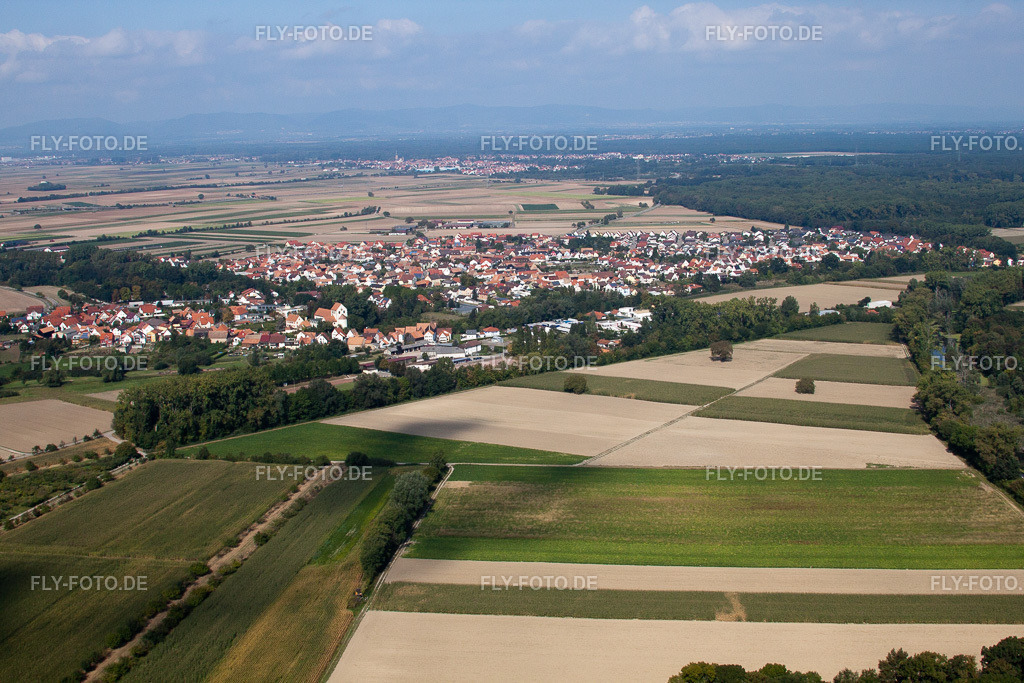 Dorf - Ansicht am Rande von landwirtschaftlichen Feldern und Nutzflächen | Luftbild: Dorf - Ansicht am Rande von landwirtschaftlichen Feldern und Nutzflächen in Hördt im Bundesland Rheinland-Pfalz in Deutschland. Foto: IMG_21178.jpg vom 13.09.2009 durch Werner Riehm/FLY-FOTO.de - Realisiert mit Pictrs.com