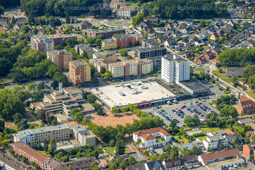 Hamm250700192Bockum-Hoevel | Luftbild, Rathaus-Center und Höveler Markt, Parkplätze, Bürgeramt Terrassenhaus und Hochhaus Siedlung, Bockum-Hövel, Hamm, Ruhrgebiet, Nordrhein-Westfalen, Deutschland