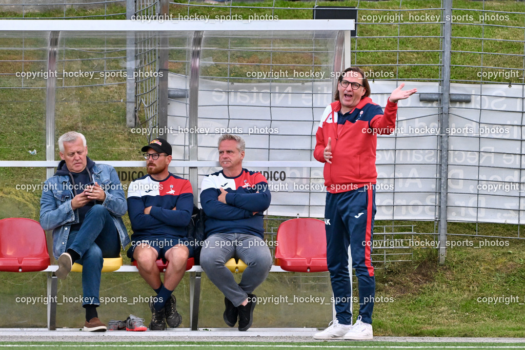 SV Spittal vs. SAK | Präsident SAK Marko Wieser, Assistentcoach SAK Simon Sadnek, Tormann Trainer SAK Johann Smrecnik, Headcoach SAK Richard Huber, SV Spittal vs. SAK, SV Spittal vs. SAK am 24.05.2024 in Spittal an der Drau (Goldeck Stadion), Austria, (Photo by Bernd Stefan)