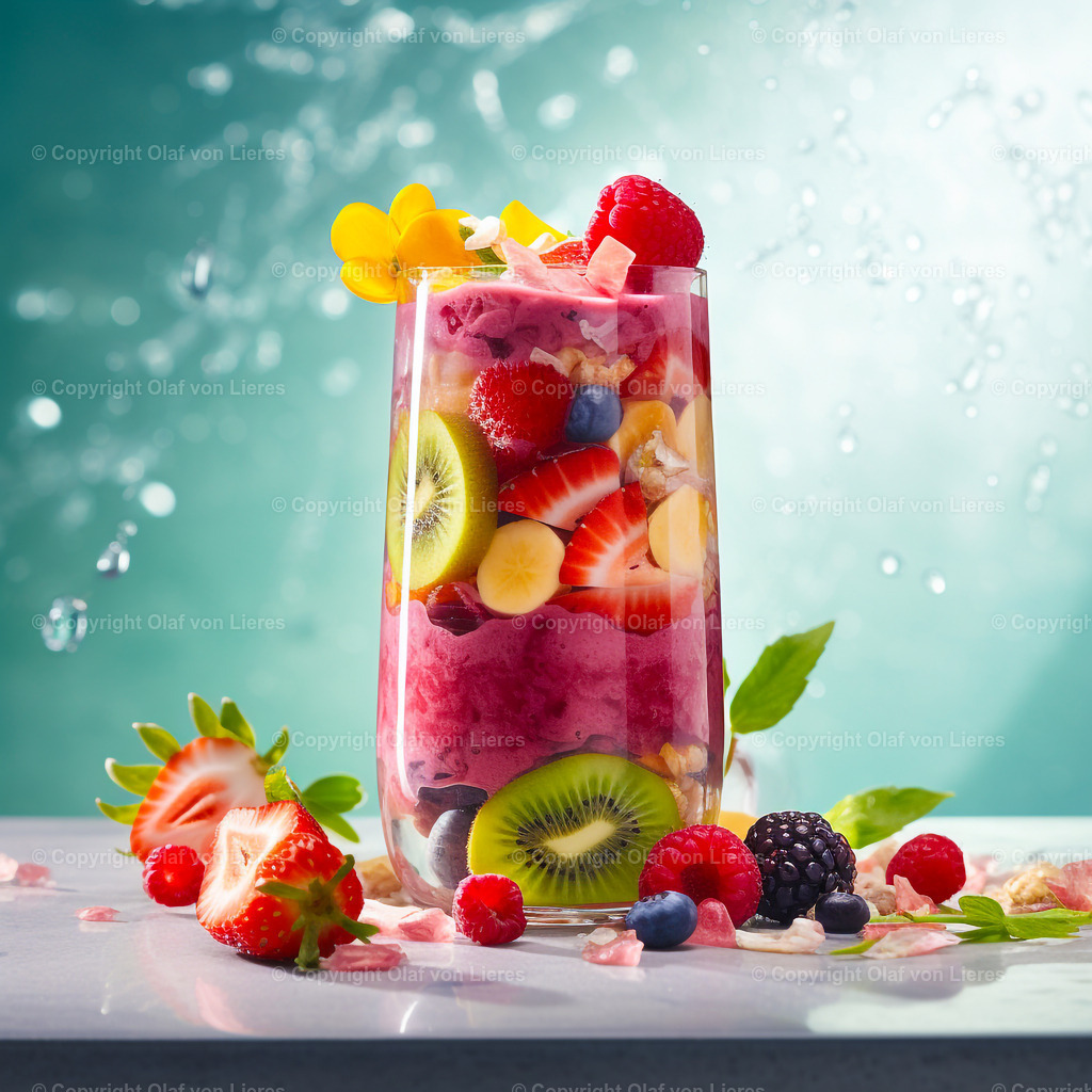 Früchtedrink mit bunten Früchten | Smoothie mit bunten Früchten