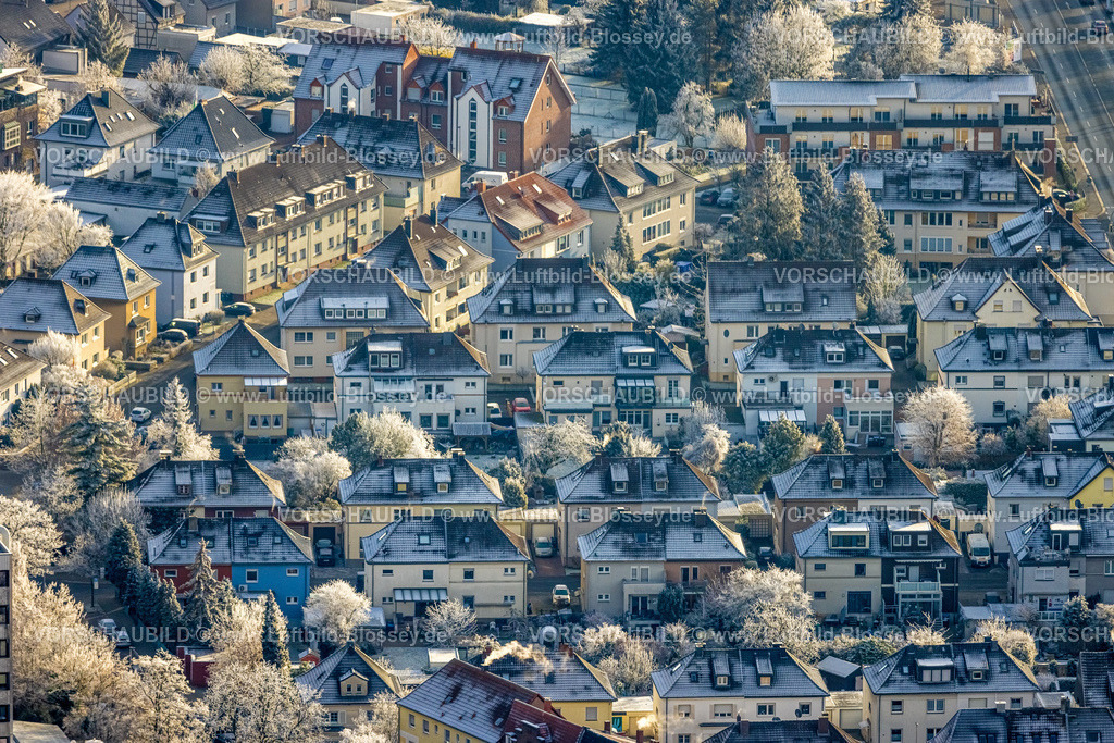 Hamm221202901 | Luftbild, Winterliche Wohnhäuser Reihenhäuser, Mitte, Hamm, Ruhrgebiet, Nordrhein-Westfalen, Deutschland