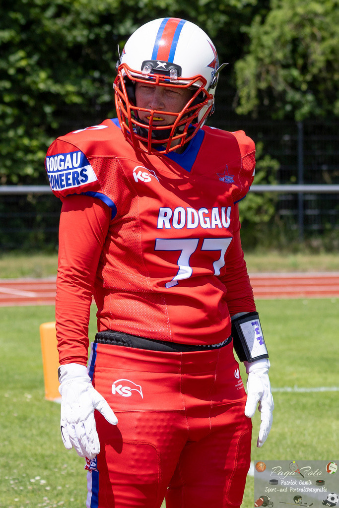 GFLW 1: German Football League Women 1: Rodgau Pioneers Ladies - Stuttgart Scorpions Sisters, 07.06.2026 | Nadine Scheibke (Rodgau Pioneers Ladies #77), Freisteller, Portrait / Porträt, Rodgau Pioneers Ladies - Stuttgart Scorpions Sisters, Rodgau, Maingau-Energie-Stadion "Am Weichsee", 7.6.2026 - Realisiert mit Pictrs.com
