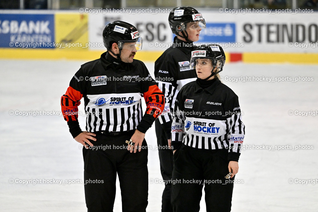ESC SPARKASSE STEINDORF vs. 1. EHC ALTHOFEN | WIDMANN Florian Referee, Klemm Anja Referee, Frieser Alexander Referee, ESC SPARKASSE STEINDORF vs. 1. EHC ALTHOFEN, ESC SPARKASSE STEINDORF vs. 1. EHC ALTHOFEN am 30.11.2025 in Steindorf (Ossiachersee Halle), Austria, (Photo by Bernd Stefan)