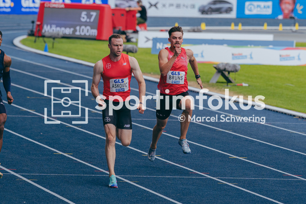 Deutsche Meisterschaften der Frauen und Männer 2026 | Jakob Bruns, LG Brillux Münster, 100-Meter-Lauf, Vorlauf, Deutsche Meisterschaften der Frauen und Männer 2026, Lohrheidestadion Bochum-Wattenscheid, 25.07.2026. Foto: Marcel Schwering / sportimfokus - Realisiert mit Pictrs.com