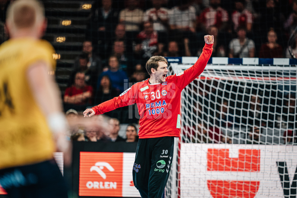 Handball | Herren | EHF EURO 2024 | European Championshop Men 2024 Final Tournament | Norwegen vs. Schweden | 23.01.2024 | Torbjorn Sittrup Bergerud (#30, Norwegen, NOR) jubelt