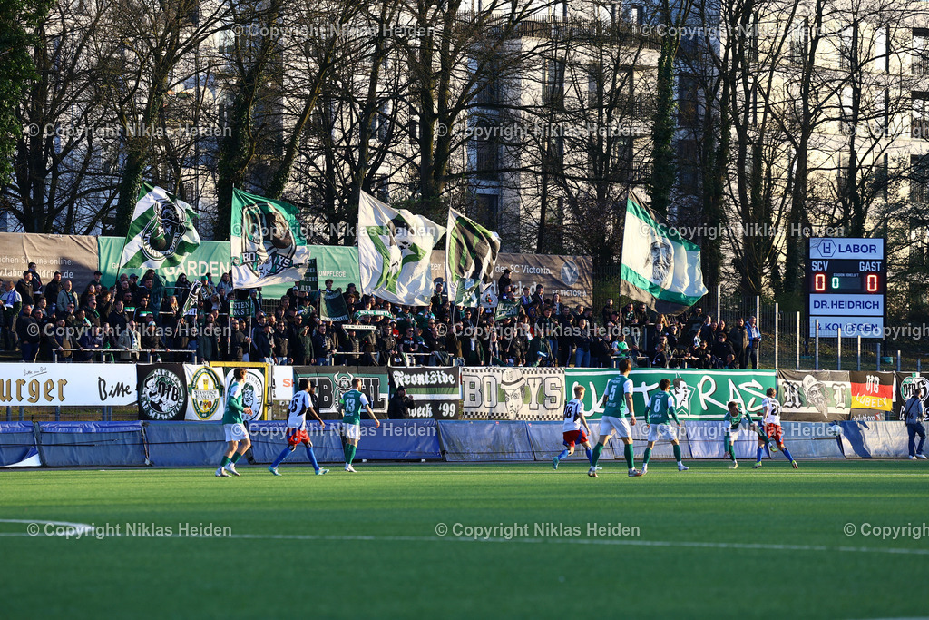 NH_HamburgerSVU21_VfBLübeck _RegionalligaNord_02042025 | Fans des VfB Lübeck im Stadion Hoheluft.Fußball I Herren I Regionalliga Nord I Saison 2024-2025 I 28. Spieltag I Hamburger SV U21 - VfB Lübeck I 02.04.2025 I Stadion Hoheluft