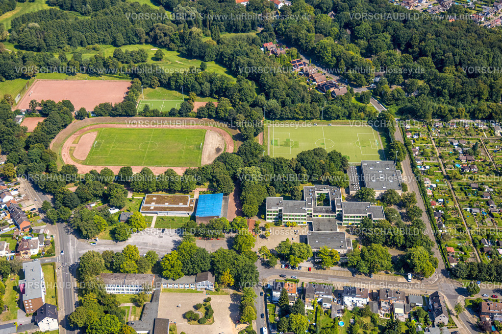 Gelsenkirchen240808568GE-Nord | Luftbild, Sportanlage Fußballstadion Oststraße Sportvereinigung Erle 1919 e.V., Gesamtschule, Erle, Gelsenkirchen, Ruhrgebiet, Nordrhein-Westfalen, Deutschland