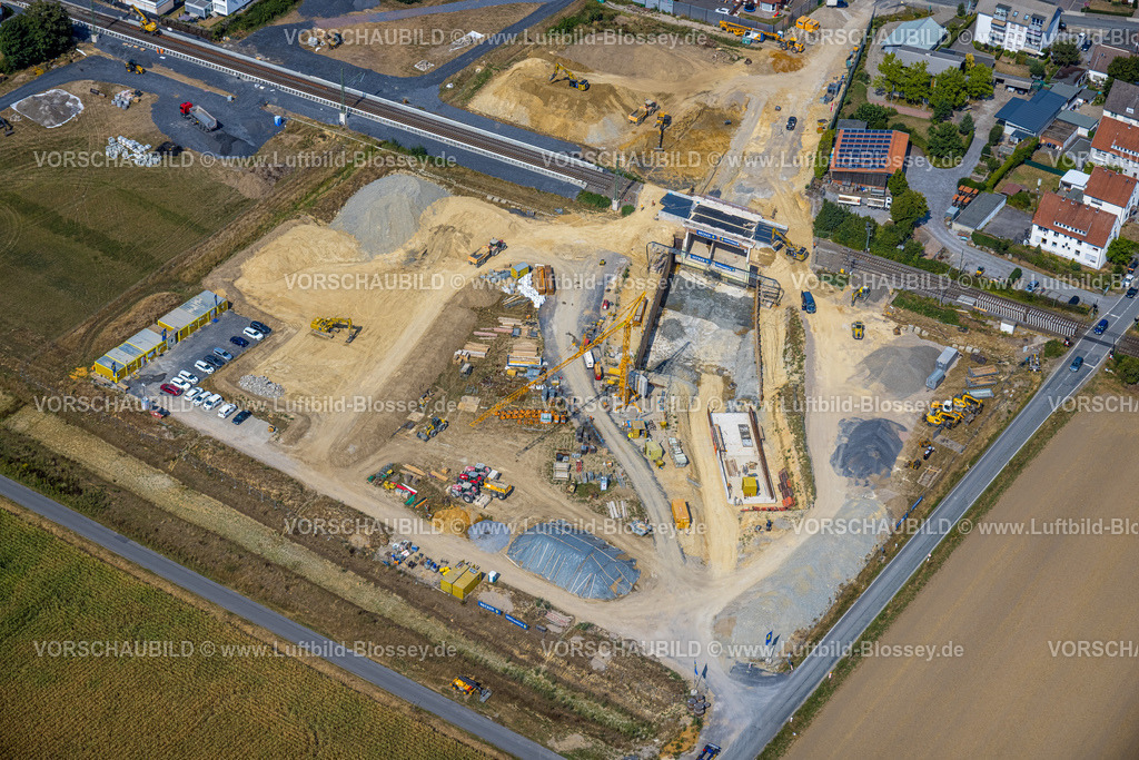 Hamm220810002Rhynern | Luftbild, geplanter Haltepunkt in Westtünnen, Baustelle am Südfeldweg und Von-Thünen-Straße für den künftigen Bahnhaltepunkt, Rhynern, Hamm, Ruhrgebiet, Nordrhein-Westfalen, Deutschland