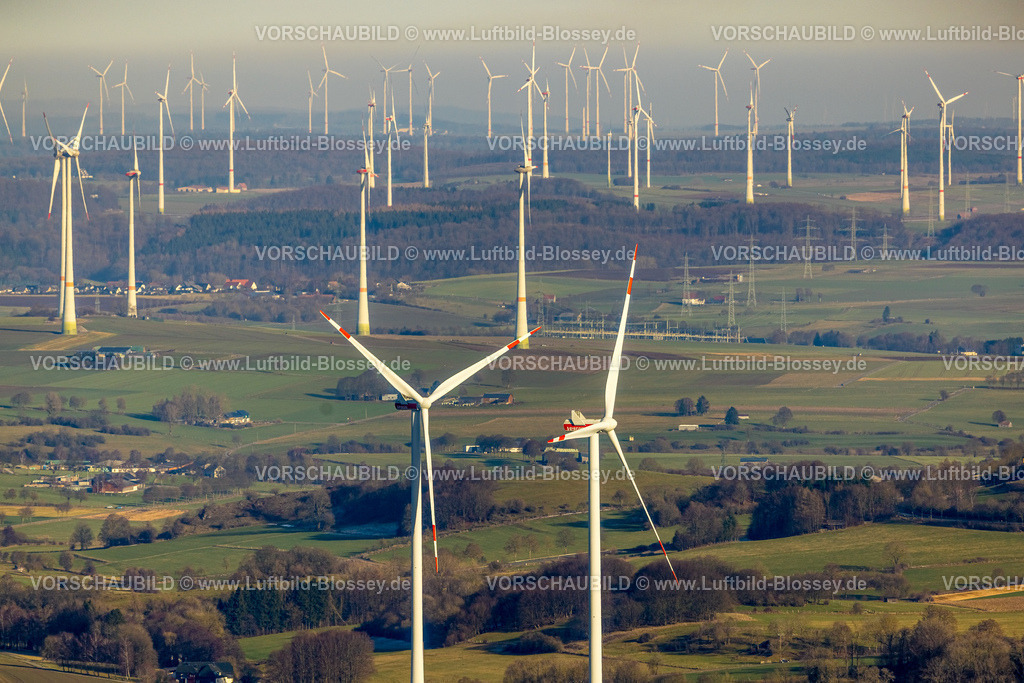 Brilon260104504 | Luftbild, Windräder Ansammlung, Antfeld, Olsberg, Sauerland, Nordrhein-Westfalen, Deutschland